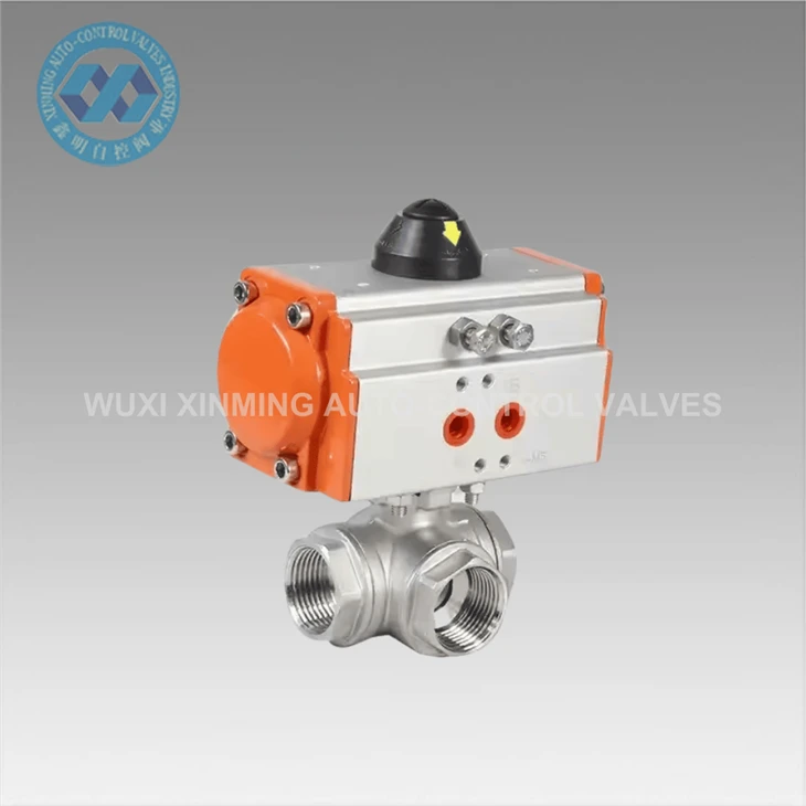 High Quality Stainless Steel Pneumatic Three-way Ball Valve