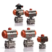 Pnömatik Aktüatör Dahili Diş Paslanmaz Çelik 316 3 PCS Pnömatik İki Yönlü Top Valf