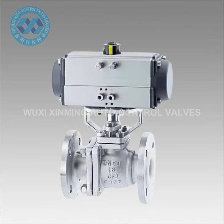 Stainless Steel Flange Ball Valve Equipped With Pneumatic Actuator