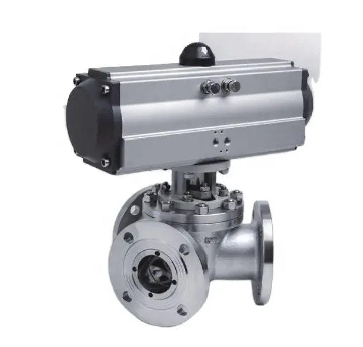 180 Degree Pneumatic Actuator 3 Way Ball Valve, 3 Way Ball Valve With Pneumatic Actuator